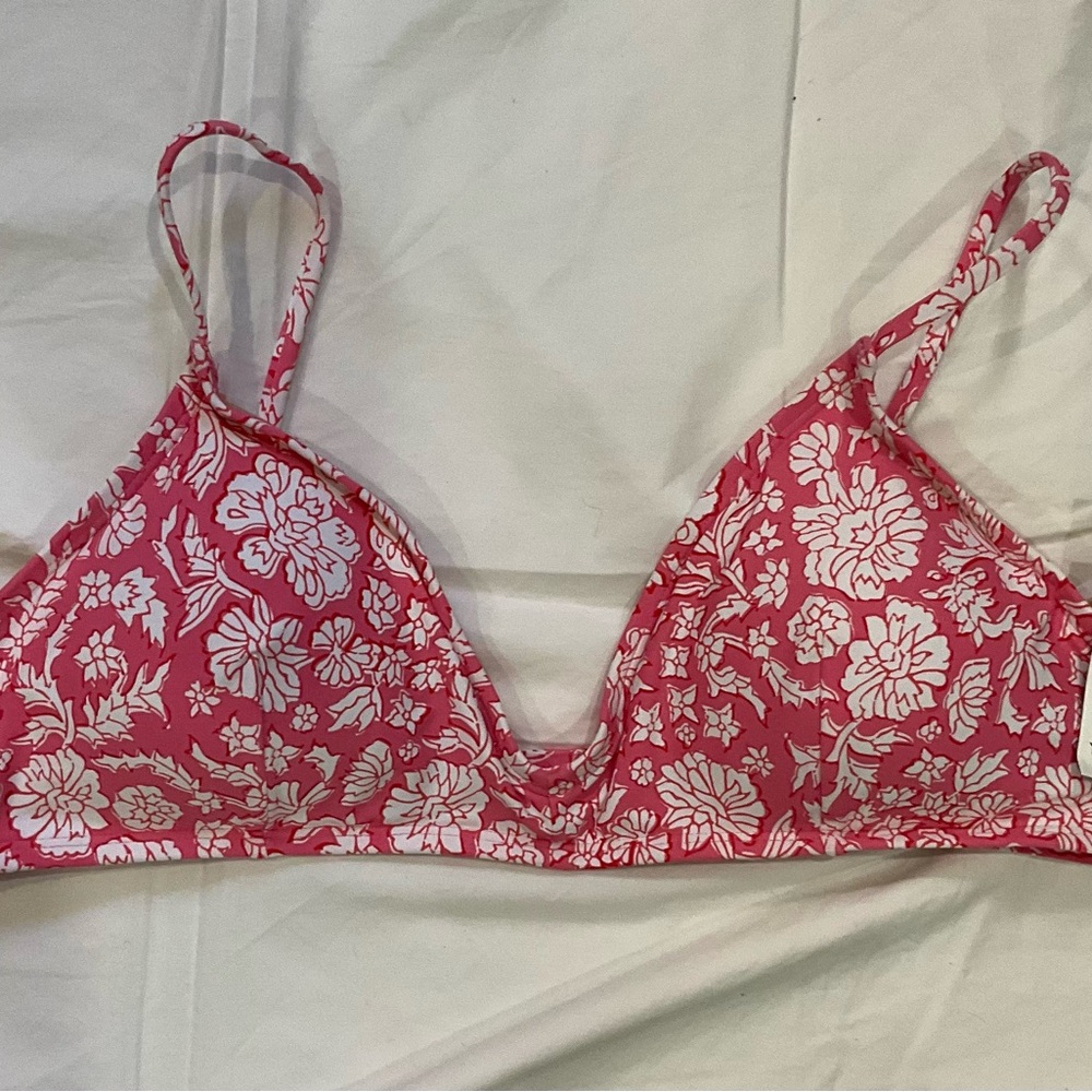 J. Crew Pink Floral Bikini Top